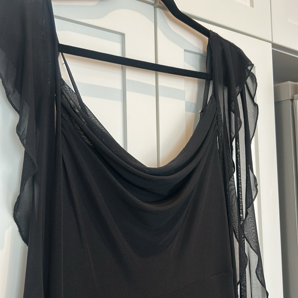 Pretty Garden Black Ruffle Bodycon Maxi Cocktail Sleeveless Dress Size S NWT - Picture 7 of 16